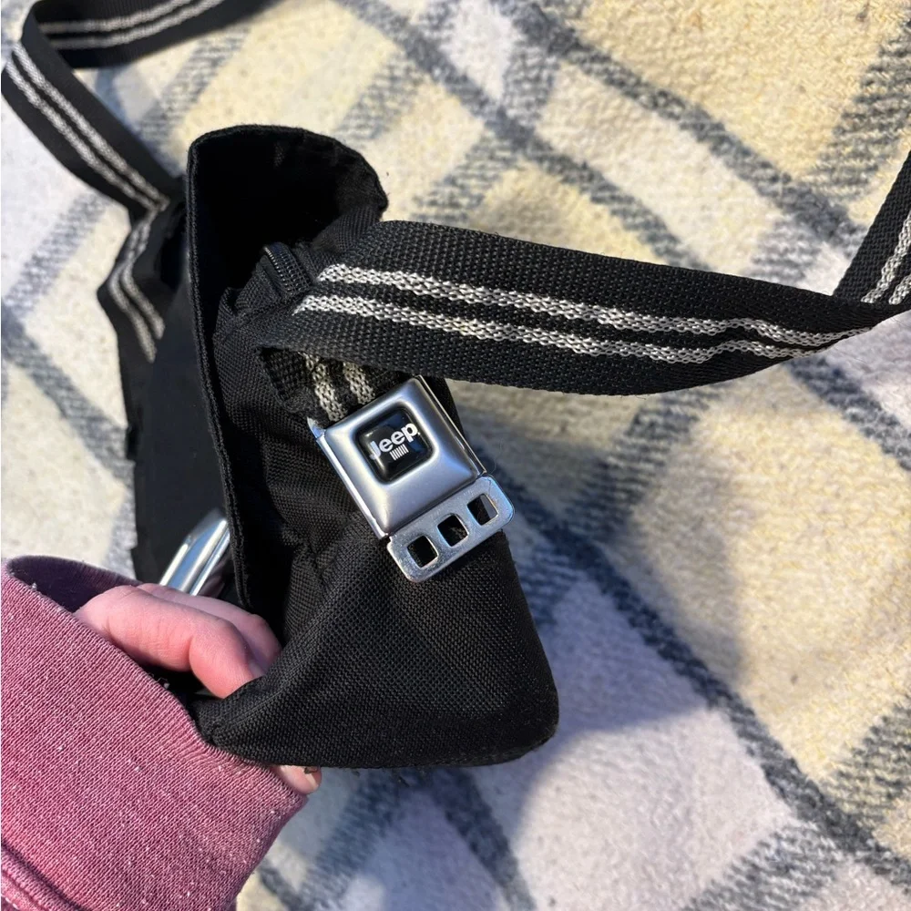 Black Jeep Crossbody Bag with Stripe Detail - Picture 3 of 6